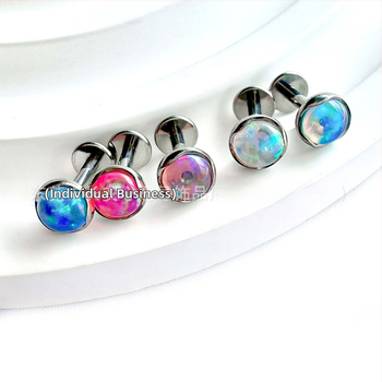 Lūpų nagai – Geometrinis titanas su opalo kristalais, komplekte su akmenimis