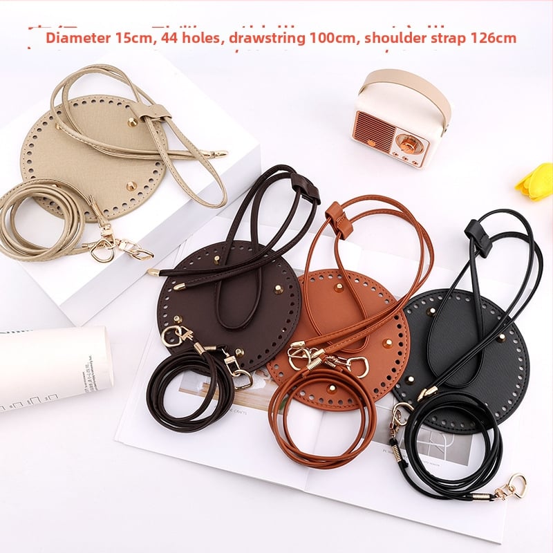 Set accesorii PU pentru geantă bucket: trei piese – șnur de strângere, placă de fund, curea de umăr