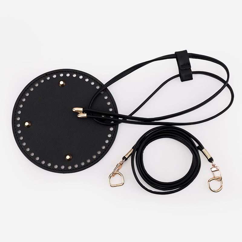 Set accesorii PU pentru geantă bucket: trei piese – șnur de strângere, placă de fund, curea de umăr