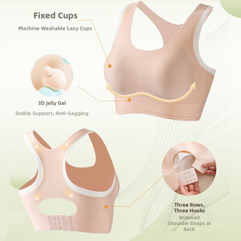 Bustier sport pentru femei cu susținere înaltă - top în stil vest pentru alergare, fitness și yoga, cupe 3/4, burete subțire, bretele fixe duble, catarame în spate cu trei rânduri