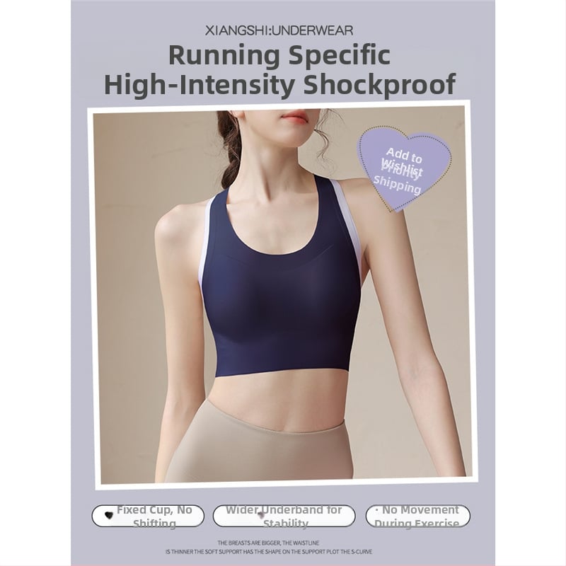 Bustier sport pentru femei cu susținere înaltă - top în stil vest pentru alergare, fitness și yoga, cupe 3/4, burete subțire, bretele fixe duble, catarame în spate cu trei rânduri