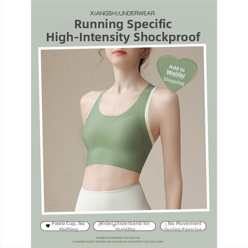 Bustier sport pentru femei cu susținere înaltă - top în stil vest pentru alergare, fitness și yoga, cupe 3/4, burete subțire, bretele fixe duble, catarame în spate cu trei rânduri