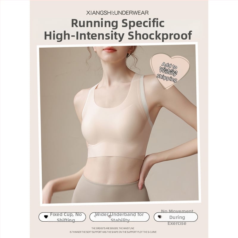 Bustier sport pentru femei cu susținere înaltă - top în stil vest pentru alergare, fitness și yoga, cupe 3/4, burete subțire, bretele fixe duble, catarame în spate cu trei rânduri