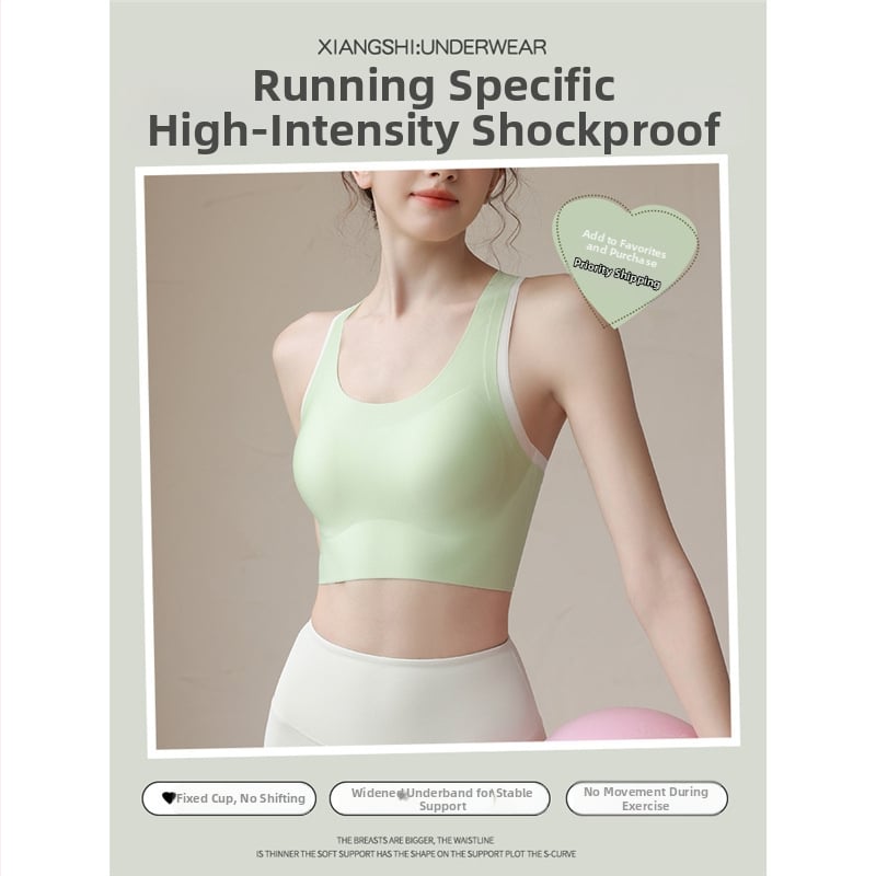 Bustier sport pentru femei cu susținere înaltă - top în stil vest pentru alergare, fitness și yoga, cupe 3/4, burete subțire, bretele fixe duble, catarame în spate cu trei rânduri