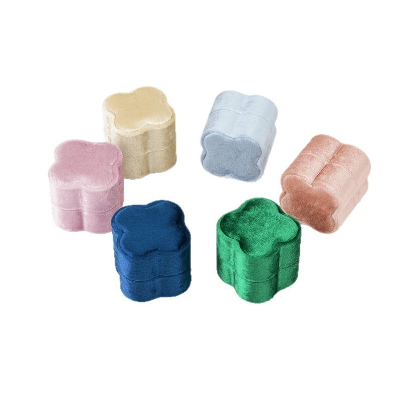 Nanyue veliūrinė žiedų dėžutė, žiedo formos petalas, keturių žiedlapių papuošalų dėžutė