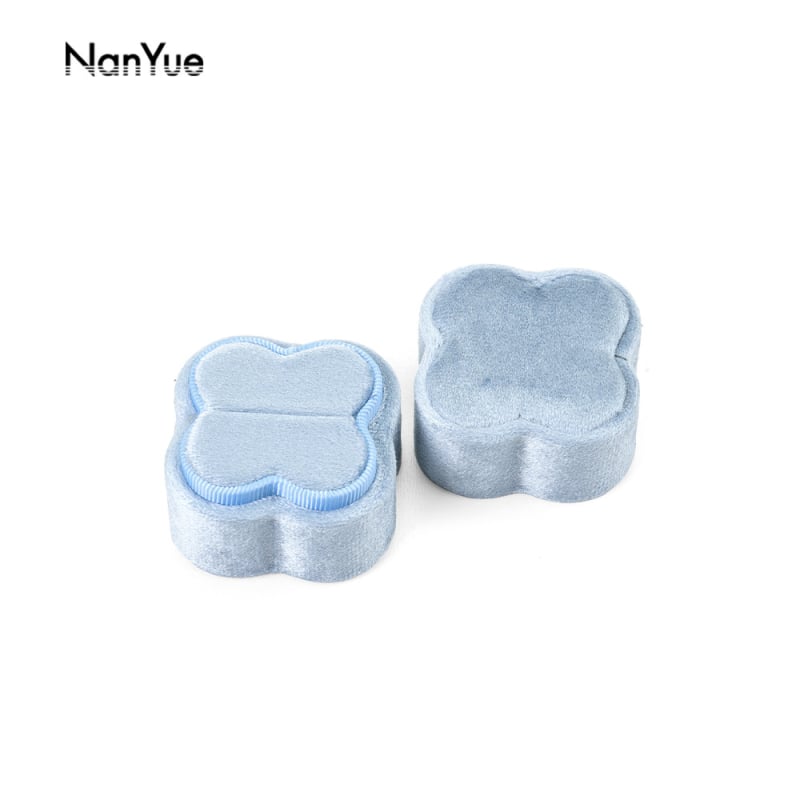 Nanyue veliūrinė žiedų dėžutė, žiedo formos petalas, keturių žiedlapių papuošalų dėžutė