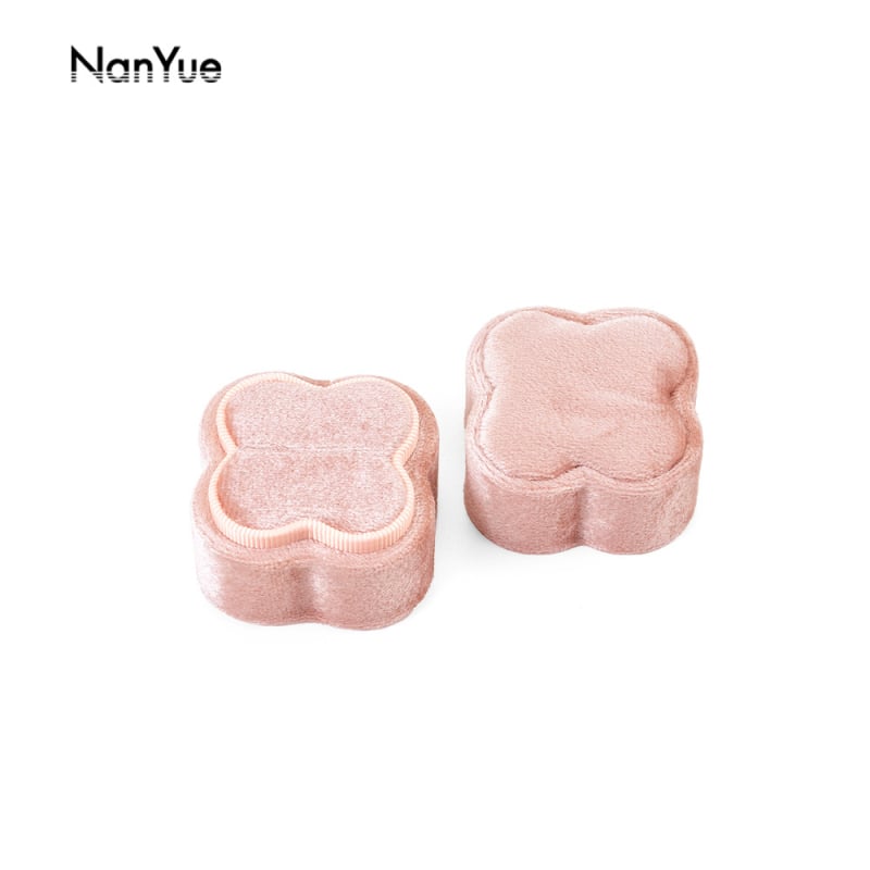 Nanyue veliūrinė žiedų dėžutė, žiedo formos petalas, keturių žiedlapių papuošalų dėžutė