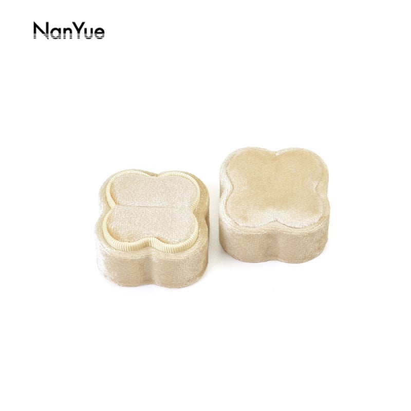 Nanyue veliūrinė žiedų dėžutė, žiedo formos petalas, keturių žiedlapių papuošalų dėžutė