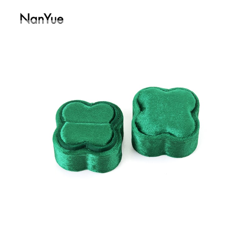 Nanyue veliūrinė žiedų dėžutė, žiedo formos petalas, keturių žiedlapių papuošalų dėžutė