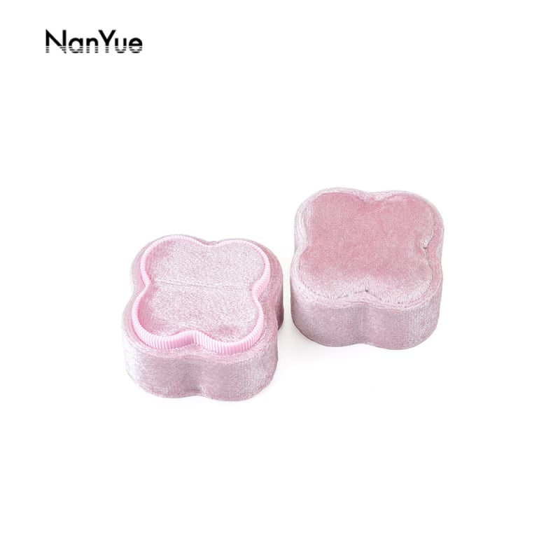 Nanyue veliūrinė žiedų dėžutė, žiedo formos petalas, keturių žiedlapių papuošalų dėžutė