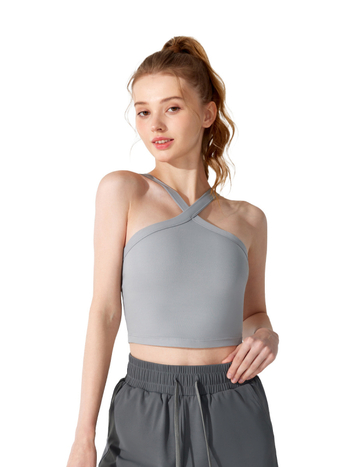 Ženski sportski halter top s jastučićem za dojke i atraktivnim leđima, za jogu — Materijal: Nude Nylon Lycra; Glavni materijal: Nylon; Podstava: Spandex; Vrsta košarice: Puni; Oblik košarice: Srednji; Trake ramena: Fiksne dvostruke