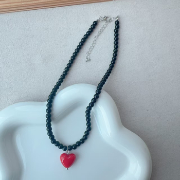 Dječja ogrlica, korejski stil, geometrijski privjesak, legura, kuglični lanac, ručna izrada, mješavina materijala