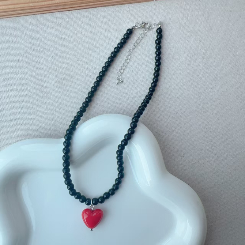 Dječja ogrlica, korejski stil, geometrijski privjesak, legura, kuglični lanac, ručna izrada, mješavina materijala