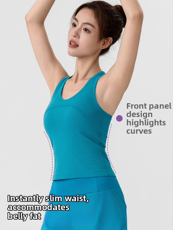 Športová podprsenka s pevnými integrovanými košíčkami, dĺžka po boky, priedušná zmes nylonu a spandexu, rýchle sušenie, vydanie v roku 2025