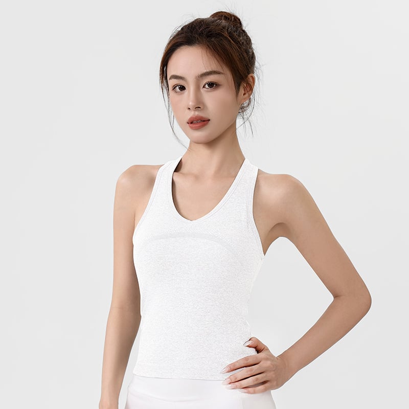 Sportski grudnjak s fiksnim integriranim košaricama, dužina do bokova, prozračna smjesa najlona i spandeksa, brzo sušenje, izdanje 2025