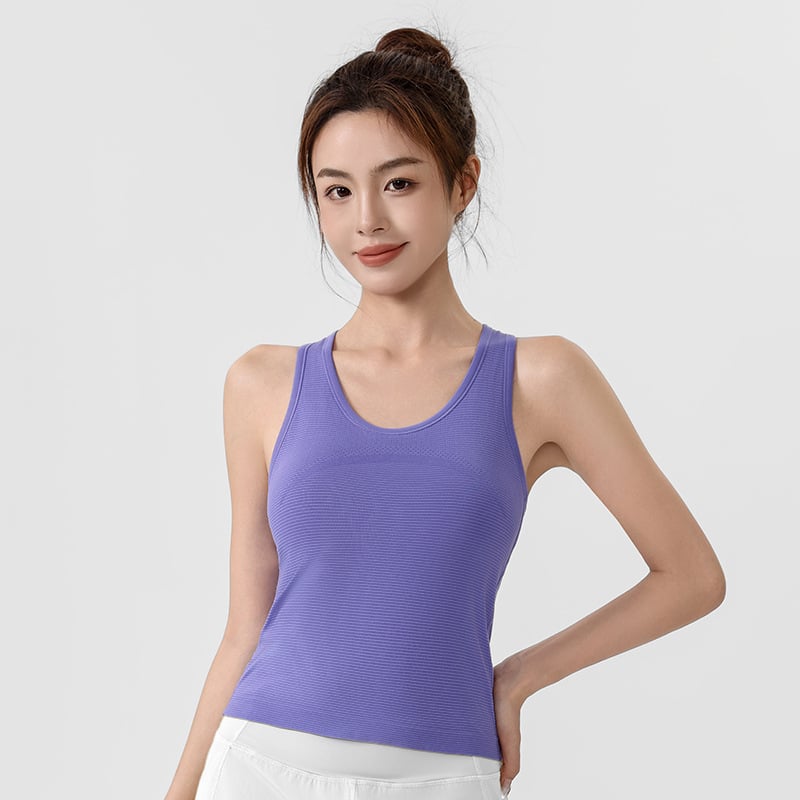 Sportski grudnjak s fiksnim integriranim košaricama, dužina do bokova, prozračna smjesa najlona i spandeksa, brzo sušenje, izdanje 2025