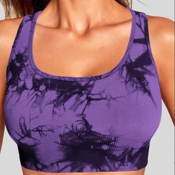 Bezšivni ženski sportski grudnjak-tank top s Tie-Dye uzorkom, Push-Up, Backless, bežični, s jastučićima