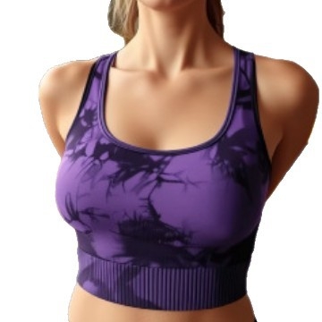 Bezšivni ženski sportski grudnjak-tank top s Tie-Dye uzorkom, Push-Up, Backless, bežični, s jastučićima