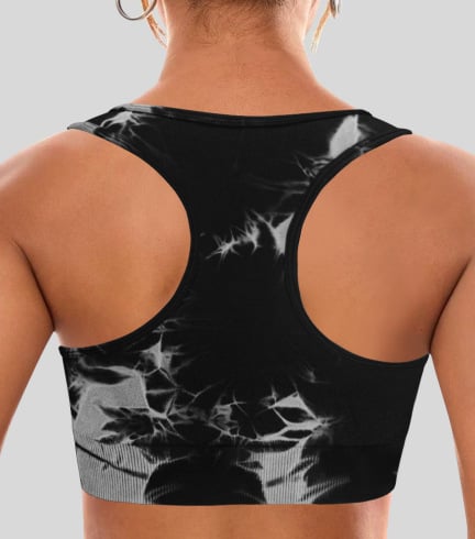 Bezšivni ženski sportski grudnjak-tank top s Tie-Dye uzorkom, Push-Up, Backless, bežični, s jastučićima