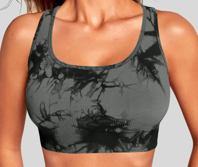 Bezšivni ženski sportski grudnjak-tank top s Tie-Dye uzorkom, Push-Up, Backless, bežični, s jastučićima
