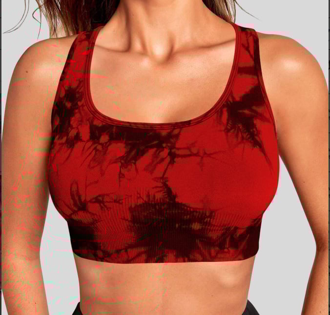 Bezšivni ženski sportski grudnjak-tank top s Tie-Dye uzorkom, Push-Up, Backless, bežični, s jastučićima