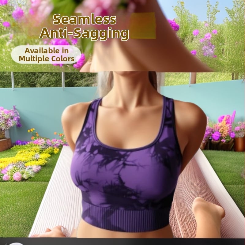 Bezšivni ženski sportski grudnjak-tank top s Tie-Dye uzorkom, Push-Up, Backless, bežični, s jastučićima