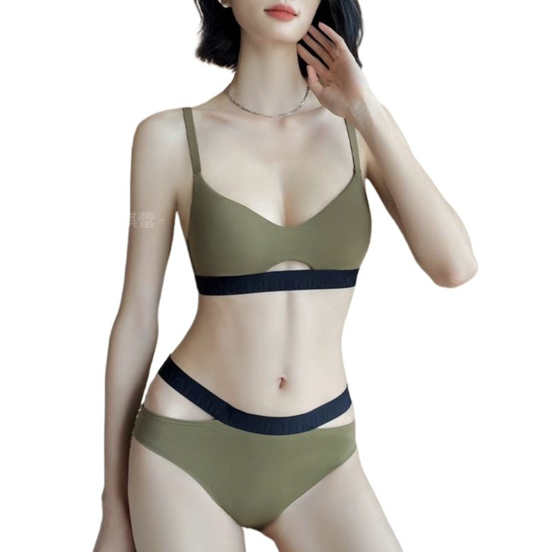 Fiatal nőknek szóló sportmelltartó szett, varrás nélküli, push-up, lágy acélgyűrűvel