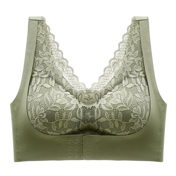 Sutien sport cu închidere frontală, dantelă, respirabil, cupă 3/4, bretele fixe duble