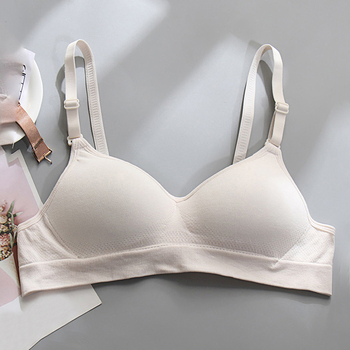 Női drót nélküli melltartó vékony pamutanyagból, 3/4 kosár, formázott habbetét, hátoldali három soros záródás, könnyű és kényelmes