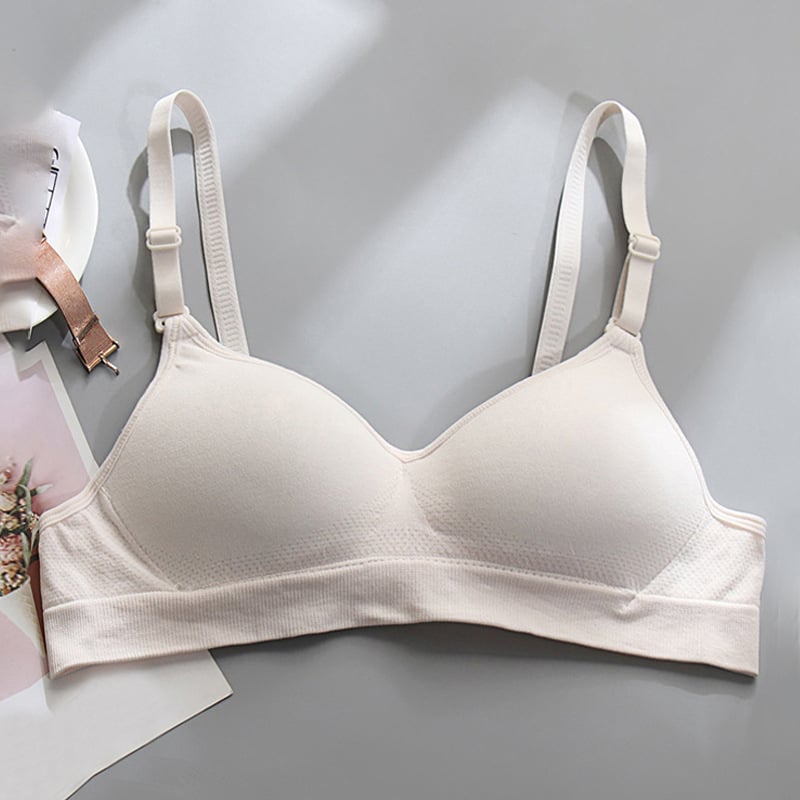 Női drót nélküli melltartó vékony pamutanyagból, 3/4 kosár, formázott habbetét, hátoldali három soros záródás, könnyű és kényelmes