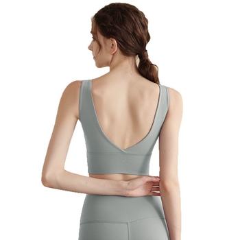 Sporta krūšturis ar 1/4 kausu, V- atpuse, joga veste ar krūšu spilventiņu, materiāls Nylon + Spandex