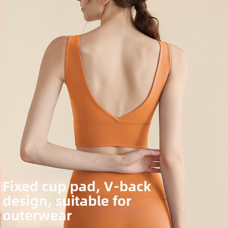 Sporta krūšturis ar 1/4 kausu, V- atpuse, joga veste ar krūšu spilventiņu, materiāls Nylon + Spandex