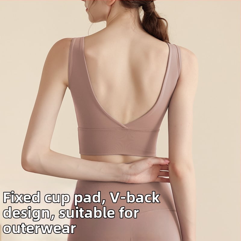 Sporta krūšturis ar 1/4 kausu, V- atpuse, joga veste ar krūšu spilventiņu, materiāls Nylon + Spandex