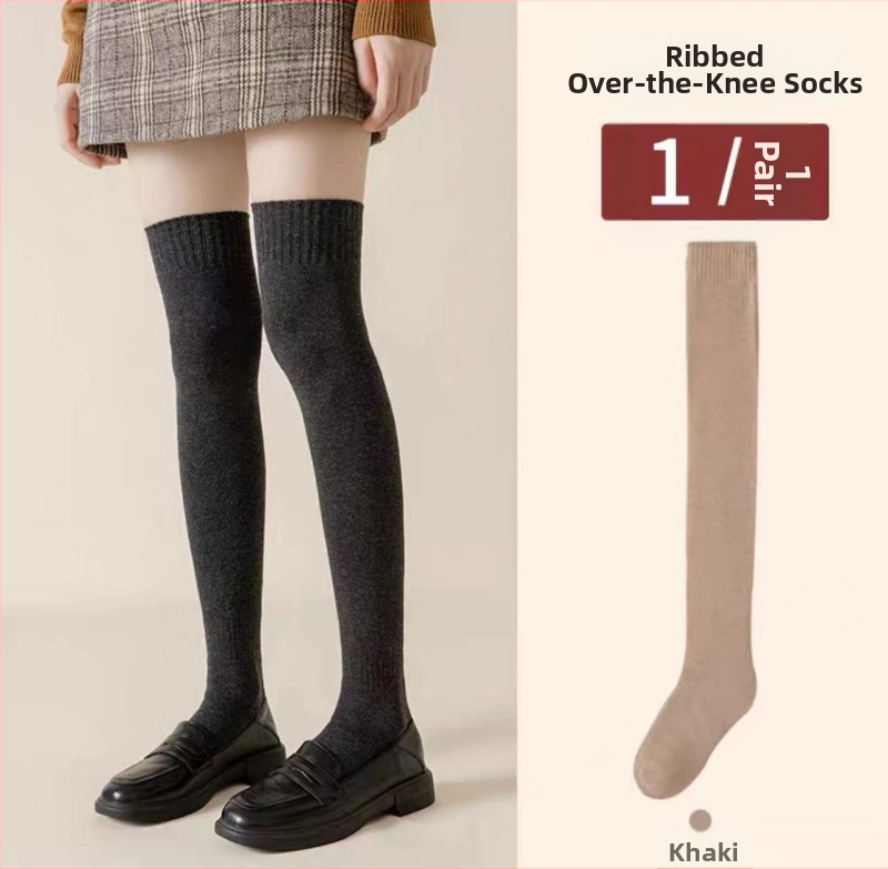 Ziemas zeķes virs ceļiem ar flīsa iekšpusi, biezas, vienkrāsainas, poliestera un kokvilnas maisījums