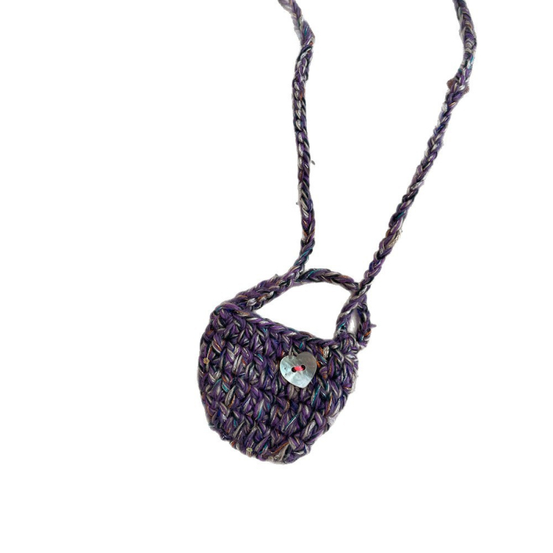 Bērnu kaklarota ar karikatūru auduma kulonu, roku darbs, dzīvnieku motīvs