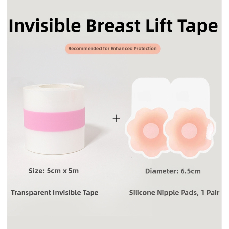 Silikona krūšu pacēlāja plāksteri – ultra plāni, neredzami, elpojoši, ar ziedu formas spraudziem, formējoša lente