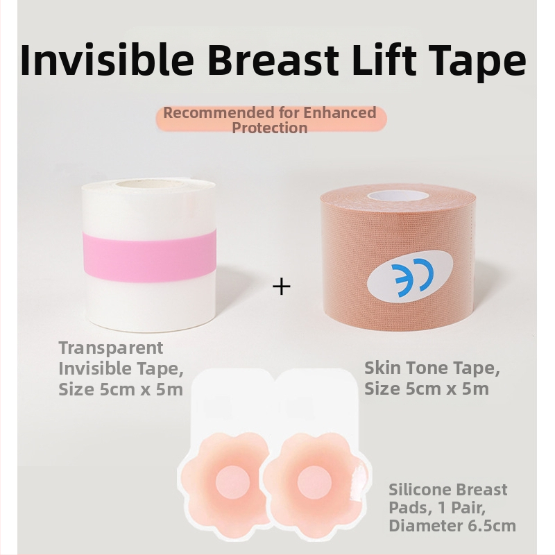 Silikona krūšu pacēlāja plāksteri – ultra plāni, neredzami, elpojoši, ar ziedu formas spraudziem, formējoša lente