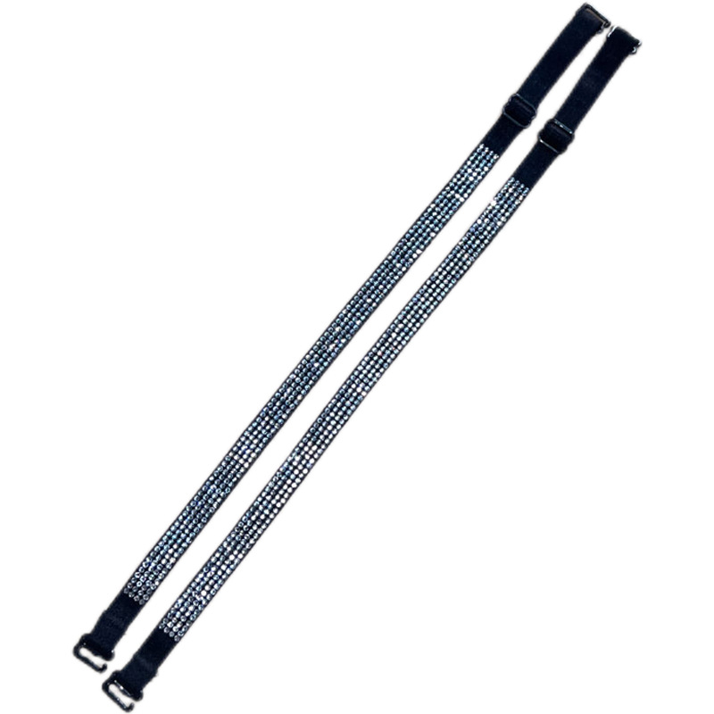 Kleita ar dimantu rotājumā pleciem un neatklātā krūšu daļa ar plāniem siksniņām, neilons; pērlītes, dimanti, pavasaris 2024