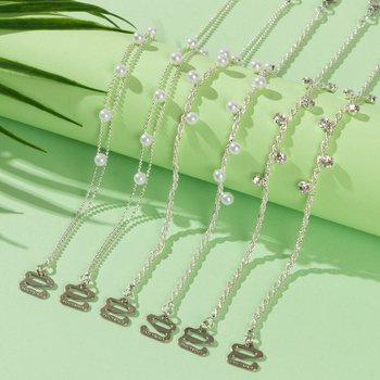 Bretele pentru sutien cu cristale și perle, universale, reglabile și detașabile; accesoriu anti-alunecare; stil: ornament cu diamant; Material: Alt; Lansare: Vara 2024