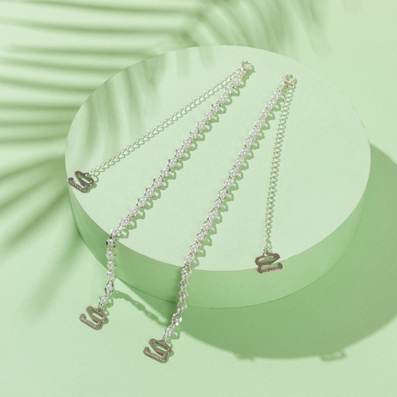 Bretele pentru sutien cu cristale și perle, universale, reglabile și detașabile; accesoriu anti-alunecare; stil: ornament cu diamant; Material: Alt; Lansare: Vara 2024