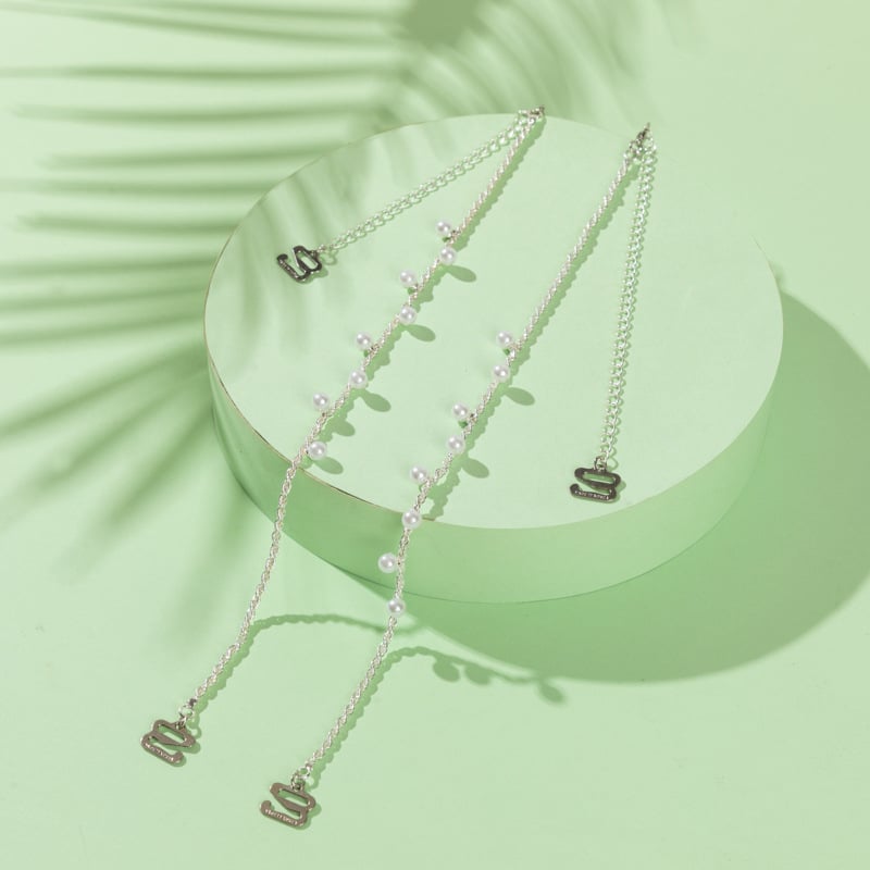 Bretele pentru sutien cu cristale și perle, universale, reglabile și detașabile; accesoriu anti-alunecare; stil: ornament cu diamant; Material: Alt; Lansare: Vara 2024