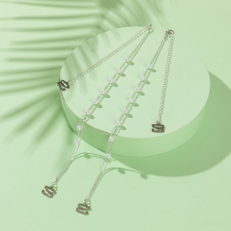 Bretele pentru sutien cu cristale și perle, universale, reglabile și detașabile; accesoriu anti-alunecare; stil: ornament cu diamant; Material: Alt; Lansare: Vara 2024