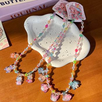 Χειροποίητο παιδικό κολιέ με καρτούν – μενταγιόν από πλαστικό/ρητίνη, αλυσίδα τύπου μπάλα, για ηλικίες 3–10 ετών, Σειρά Cartoon, Μάρκα Childhood Memories