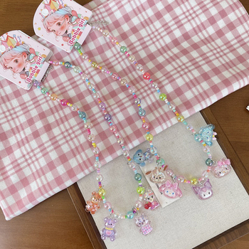 Χειροποίητο παιδικό κολιέ με καρτούν – μενταγιόν από πλαστικό/ρητίνη, αλυσίδα τύπου μπάλα, για ηλικίες 3–10 ετών, Σειρά Cartoon, Μάρκα Childhood Memories