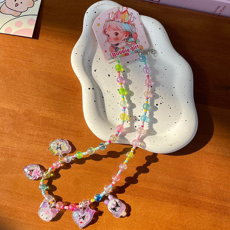 Χειροποίητο παιδικό κολιέ με καρτούν – μενταγιόν από πλαστικό/ρητίνη, αλυσίδα τύπου μπάλα, για ηλικίες 3–10 ετών, Σειρά Cartoon, Μάρκα Childhood Memories