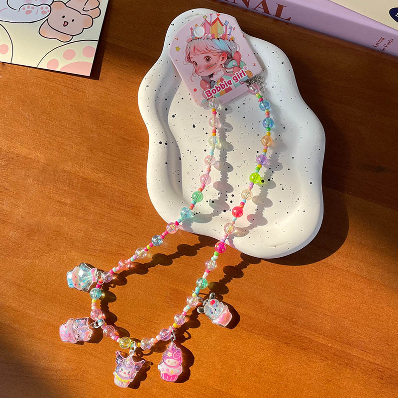 Χειροποίητο παιδικό κολιέ με καρτούν – μενταγιόν από πλαστικό/ρητίνη, αλυσίδα τύπου μπάλα, για ηλικίες 3–10 ετών, Σειρά Cartoon, Μάρκα Childhood Memories