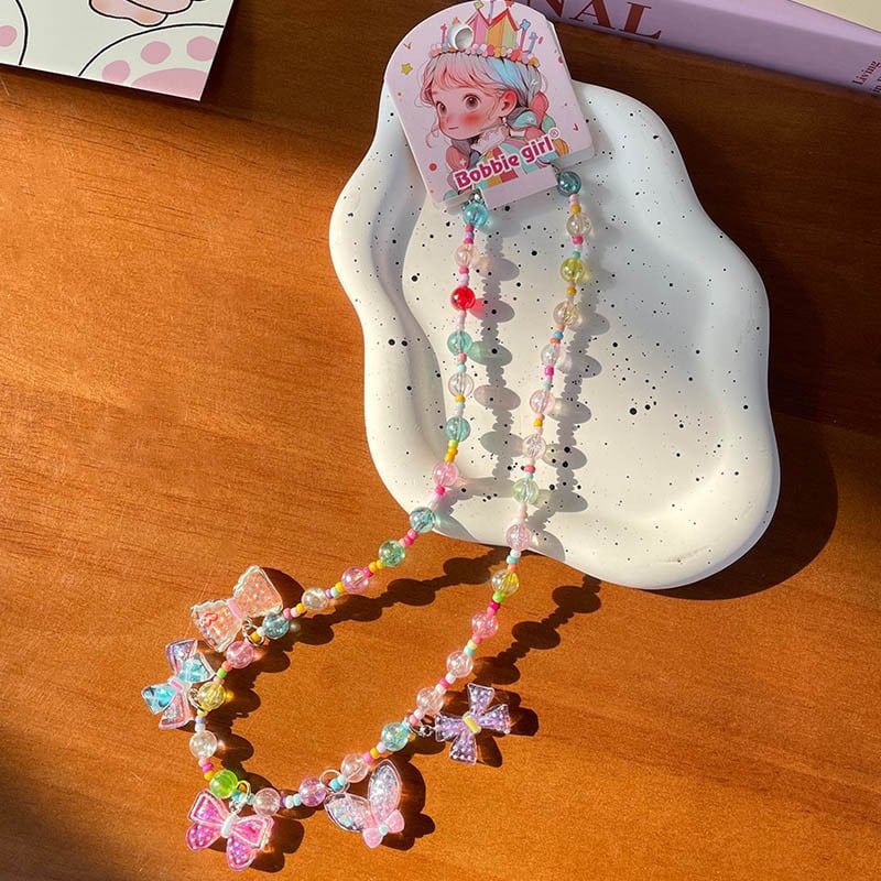 Χειροποίητο παιδικό κολιέ με καρτούν – μενταγιόν από πλαστικό/ρητίνη, αλυσίδα τύπου μπάλα, για ηλικίες 3–10 ετών, Σειρά Cartoon, Μάρκα Childhood Memories