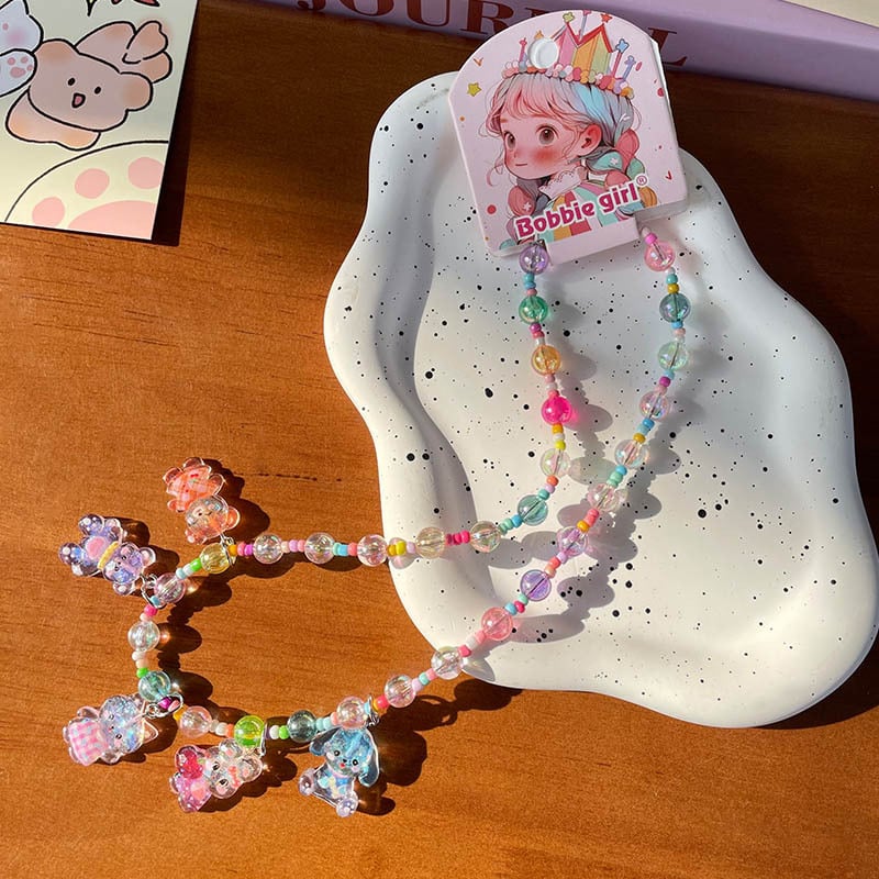 Χειροποίητο παιδικό κολιέ με καρτούν – μενταγιόν από πλαστικό/ρητίνη, αλυσίδα τύπου μπάλα, για ηλικίες 3–10 ετών, Σειρά Cartoon, Μάρκα Childhood Memories