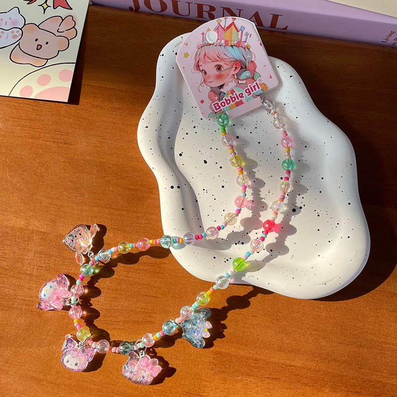 Χειροποίητο παιδικό κολιέ με καρτούν – μενταγιόν από πλαστικό/ρητίνη, αλυσίδα τύπου μπάλα, για ηλικίες 3–10 ετών, Σειρά Cartoon, Μάρκα Childhood Memories