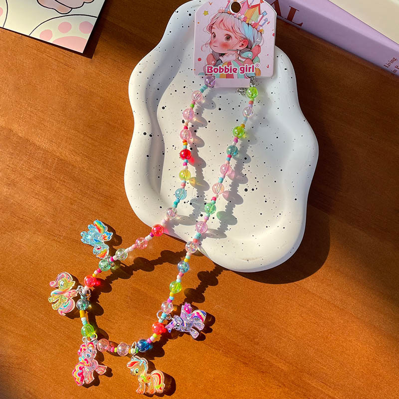 Χειροποίητο παιδικό κολιέ με καρτούν – μενταγιόν από πλαστικό/ρητίνη, αλυσίδα τύπου μπάλα, για ηλικίες 3–10 ετών, Σειρά Cartoon, Μάρκα Childhood Memories